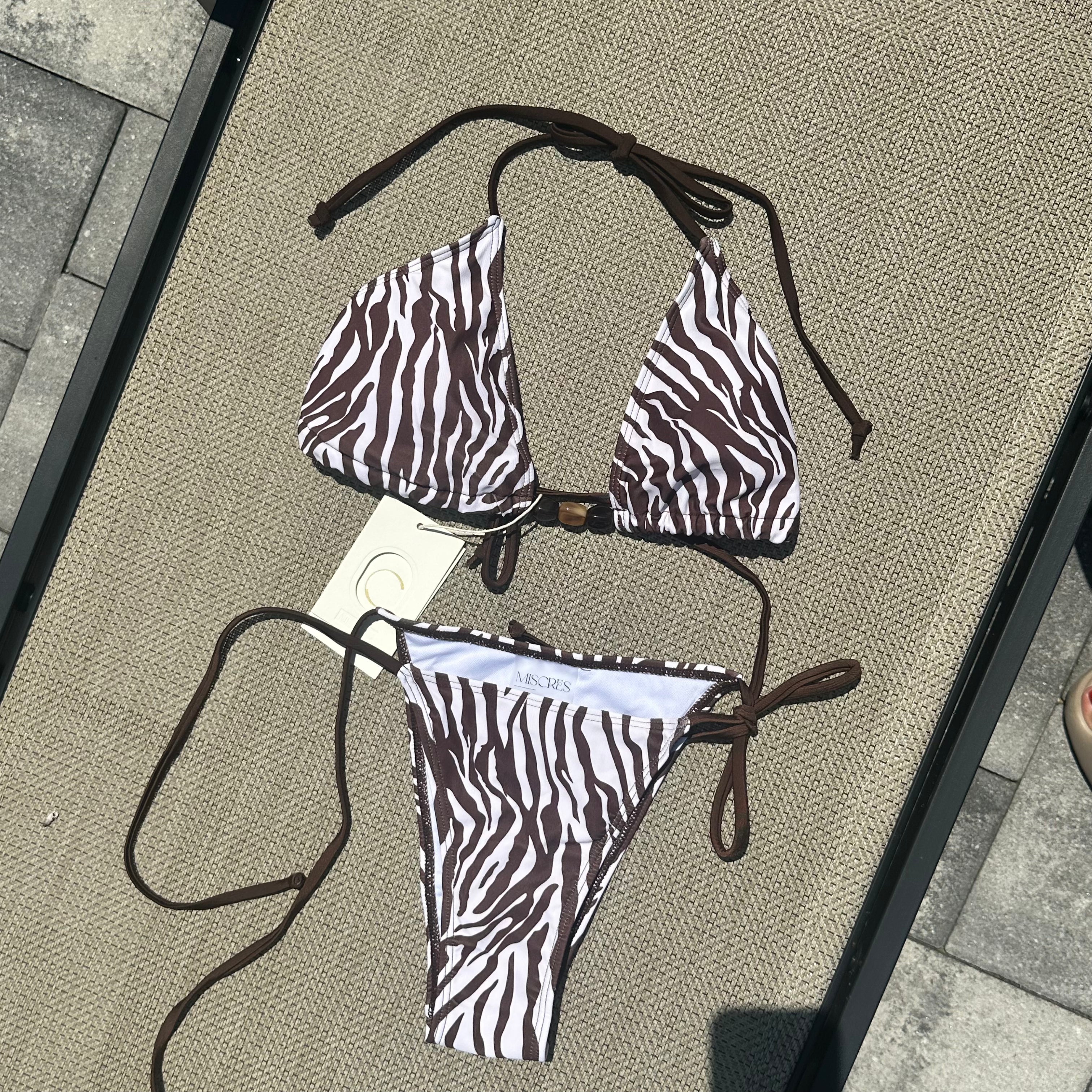 Zebra Print Halter Bikini Set